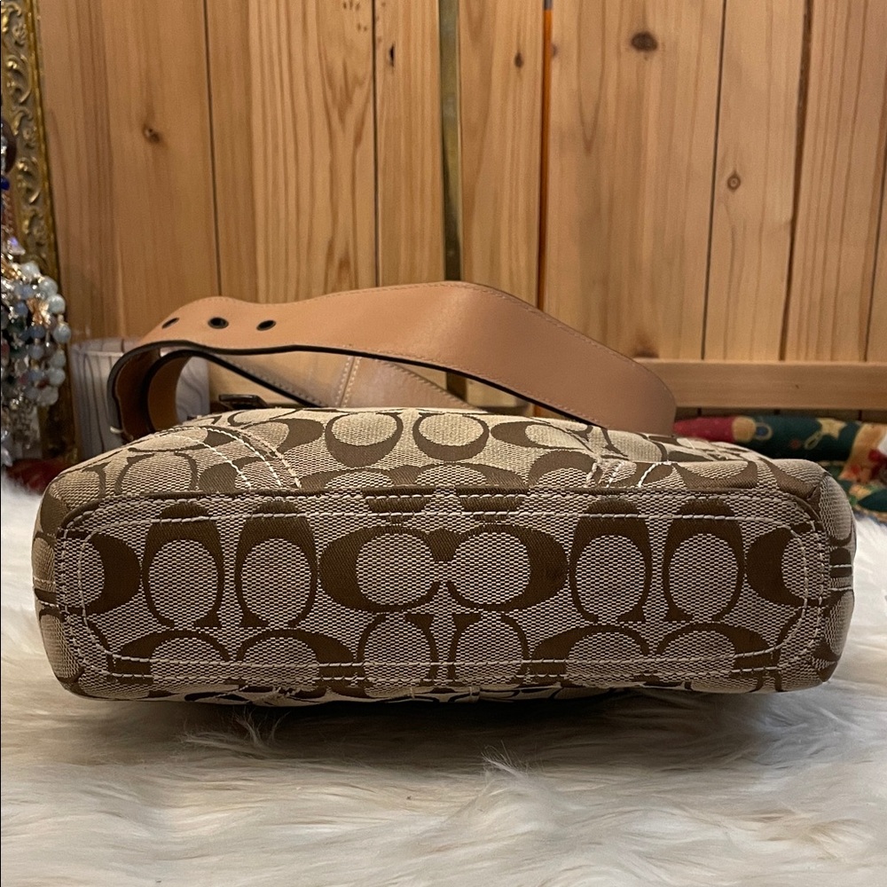 Coach Beige and Brown Signature Crossbody Bag - Picture 7 of 11